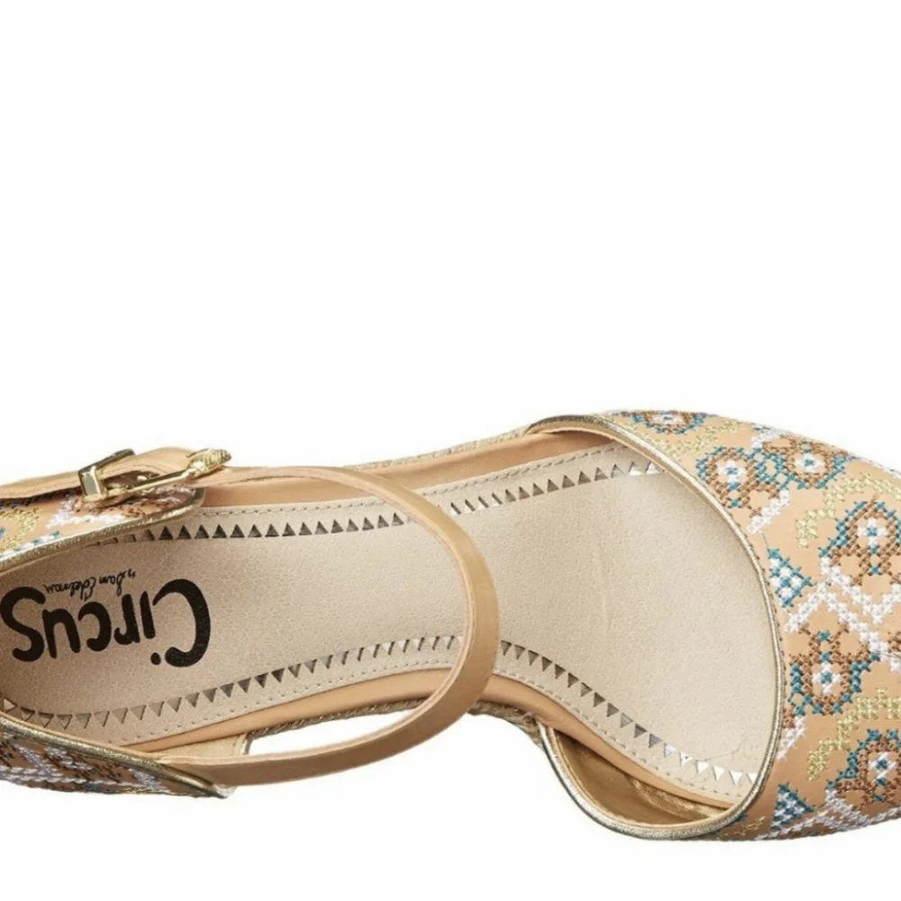 Aztec Gold Metallic Espadrille Platform Wedges 9.5 - Sam Edelman Circus
